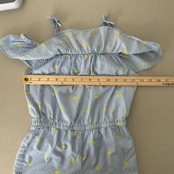 Janie & Jack Girl's Blue Striped Lemon Ruffle Romper Shorts Size 5T - Picture 11 of 14